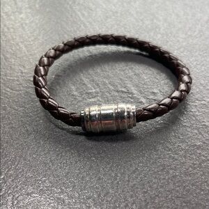 Thomas Sabo Brown Braided Leather Men's Bracelet with Silver Magnetic Clasp